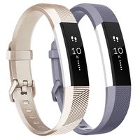 Tobfit Waterproof Sport Bands Compatible with Fit bit Alta/Alta HR/Ace, Soft TPU Replacement Wristbands, Small, Champagne Gold/Gray