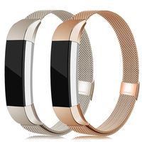 LNOOIU Metal Bands Compatible with Fitbit Alta, Replacement for Alta HR Stainless Steel Bands Adjustable Accessory Wristband for Alta Bracelet Women Men Girls Boys(2 Pack Large C)