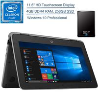 2020 HP ProBook x360 11.6" 2-in-1 LED Touchscreen Business Laptop Computer, Intel Quad-Core Celeron N4100 Up to 2.4 GHz, 4GB DDR4, 256GB SSD, Windows 10 Professional + EST 500GB External Hard Drive