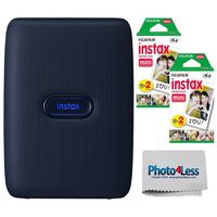Fujifilm Instax Mini Link Smartphone Printer (Dark Denim) + Fuji Instax Mini Film (40 Sheets) - Instax Mini Printer Bundle