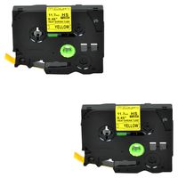 Nineleaf 2 PK Black on Yellow Flabel-Making Tape Heat Shrinkable Tape Compatible for Brother P-Touch HSe-631 HSe631 HS631 HS-631 11.7mm 1/2" 4.92 ft for PT-E300 PT-E500 PT-E550W PT-P750WVP Printer