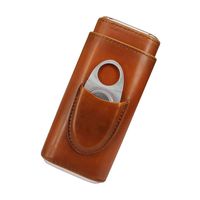 Cigar Humidor Desktop Cigar Humidor Leather Cigar Box, Leather Surface Cigar Can Accommodate 2 Cigars Wwith Cigar Scissors, Travel Portable Cigarette Box, Men's Gift Box, A Variety of St