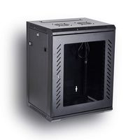 KENUCO [Fully Assembled] Deluxe IT Wall Mount Cabinet | Server Rack | Data Network Enclosure 19-Inch Server Network Rack with Locking Tempered Glass Door (Black 15U)