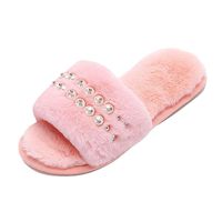 Veodhekai Women Slippers Flats Shoes Slippers Soft Shoes Flip Flop Pearl House Outdoor Sandals Home Comfortable Pink