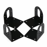 DROK 4pcs Black 37mm DC Gear Motors Mounting Bracket, Iron Anti-rust Gearbox L-shape Fixed Seat, Gear Reduction Motor Holder