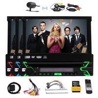 Car Stereo with Bluetooth, In-Dash Single Din Car Radio, 7 Inch Retractable Touch Screen, GPS Navigation Free 8GB Map Car, Car MP3 Player USB/SD/AUX/Wireless Remote Control & Rear Camera Included