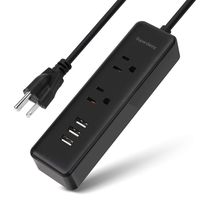 Cruise Power Strip 5FT Extension Cord USB Charging Station ETL Approval Fire Proof Portable Travel Accessories with Hook & Loop Fastener for iPone iPad Computer Ship Home SUPERDANNY