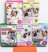 Fujifilm Instax Mini Instant Film Bundle, Candy Pop, Stained Glass, Stripe, Shiny Star, Single Pack, 50 Sheets