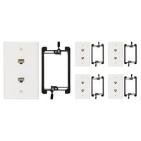 Buyer's Point 2 Port Cat6 Wall Plate, Female-Female White with Single Gang Low Voltage Mounting Bracket Device (5, 2 Port)