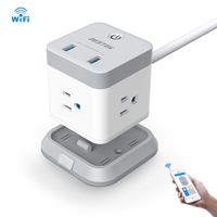 BESTEK Smart WiFi Power Strip, Remote Control Vertical Cube Mountable Power Outlet Extender with 3 Outlets, 2 USB Ports, 5-Foot Extension Cord and Detachable Base for Easy Mounting
