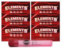 Elements Red Single Wide Slow Burn Hemp Papers (6 Packs) with Rolling Paper Depot KewlTube