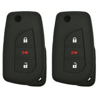 Coolbestda 2Pcs Rubber Flip Key Fob Remote Cover Case Protector Keyless Entry Jacket for 2018 2017 Toyota Corolla iM Black