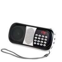 eJiasu Mini Digital Portable FM Radio Support MP3 Music Player TF/SD Card/USB Port/LED Screen Display/Flashlight/Rechargeable Battery/Headphone Output/Audio Input for PC iPod iPhone(Black)