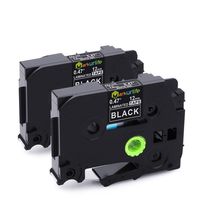 Markurlife White on Black 12mm Label Tape, P-Touch TZ Tape, TZe335 TZ-335 for Brother ptouch PTH110 PT-D200 PT-D210 PT-1750 PT-1800 PT-2030, Standard Laminated Labels, 1/2 inch x 26.2 ft, 2-Pack