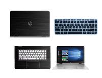 Black Brushed Aluminum skin decal wrap skin Case + Semi Black Keyboard Cover for HP Spectre x360 2 in 1 15.6" AP011dx AP012dx Touch Screen Laptop