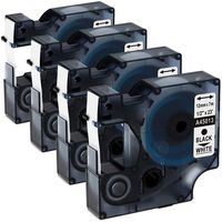 4 Pack D1 Label Tape 45013 S0720530 1/2 Inch 12 mm Black on White D1 Tape Compatible for DYMO LabelManager 160 280 210D 260P 360D 420P PnP 450D 500TS 450DUO, 23 Feet