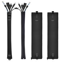 Cable Management, Upgraded Flexible Cord Organizer Multifunctional Cable Organizer 19-20 inch Wire Organizer with Zipper and Buckle for Home/Office, Black（4 Piece） by Elegital