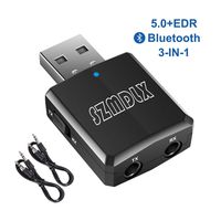 SZMDLX USB Bluetooth 5.0 Transmitter Receiver 3 in 1, HiFi Wireless Audio Adapter, Bluetooth 5.0 EDR Adapter with 3.5mm AUX for Car TV Headphones PC Home Stereo, USB Power Supply, Plug and Play