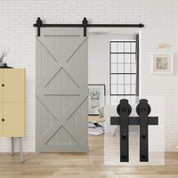 HomLux 6.6ft Heavy Duty Sturdy Sliding Barn Door Hardware Kit, Single Door-Smoothly and Quietly, Easy to Install and Reusable - Fit 1 3/8-1 3/4" Thickness & 40" Wide Door Panel, Black(I Shape Hanger)