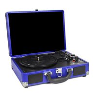 Innovative Technology ITVS-550BT-CB 3-Speed Vintage Bluetooth Suitcase Turntable - Colbalt Blue