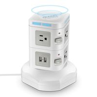 Surge Protector Tower Wireless Charger- GLCON Power Strip with USB, 3000W 13A 6 Outlet 4 USB Slot 6 feet