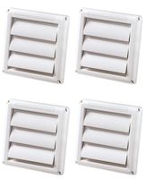 (4 PACK) - Deflecto Supurr-Vent Louvered Outdoor Dryer Vent Cover, 4 Inches Hood, White (HS4W/18)