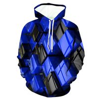 Musommer Men's 3D Printed Short Sleeves Fashion Comfort Blouse Top Men Hoodies Novelty Sweatshirt with Pockets Blue