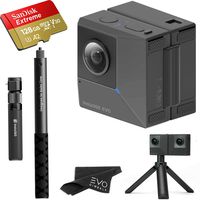 Insta360 EVO 3D 360 Hybrid VR Camera with 5.7K Video and 18MP Photos - Bundle Includes Bullet Time Kit and 128GB Sandisk Extreme microSDXC (3 Items) - Works with Oculus, Samsung Gear VR & Vive Focus