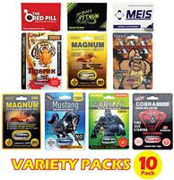 Variety Pack (10 Caps) Male Performance, Energy, Enhancement, and Endurance Bundle with Booklet