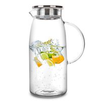 60 Ounces Glass Pitcher with Lid, Hot/Cold Water Jug, Juice and Iced Tea Beverage Carafe