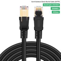 Veetcom Cat8 Ethernet Cable 1.5FT, High Speed 26AWG Cat8 LAN Network Cable 40Gbps, 2000Mhz with Gold Plated RJ45 Connector, Heavy Duty Weatherproof S/FTP UV Resistant for Modem, Router/Gaming/Xbox