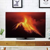 Homenon Volcano Indoor POP TV dust Cover,Cover Type 32 inch LCD TV 3D Printed with Tungurahua Volcano in Ecuador Exploding at Night Nature and Geology,Home Office Decorations Dustproof TV Cover