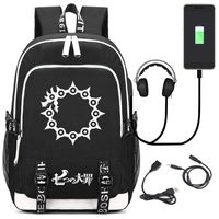 Siawasey Anime The Seven Deadly Sins Cosplay Backpack Daypack Bookbag Shoulder Bag Laptop School Bag with USB Charging Port