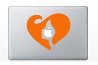 Heart with Woman Face Profile Blowing Hair (ORANGE) Vinyl Decal Stickers for MacBook Laptop Car Always Relationships Feathers Flowing Wind Love Girl Cutout