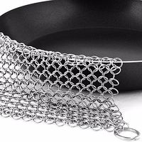 Cast Iron Cleaner - SAYGOGO Stainless Steel Cast Iron Chainmail Scrubber Cast Iron Skillet Cleaner, XL 8x6 Inch