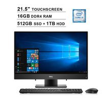 Dell 2020 Inspiron 22 3000 21.5 Inch FHD Touchscreen All-in-One Desktop (Intel Core i3-7130U up to 2.70 GHz, 16GB DDR4 RAM, 512GB SSD + 1TB HDD, Bluetooth, HDMI, Windows 10, Black) (Renewed)