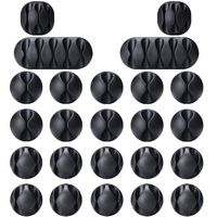 OHill Pack of 24 Self Adhesive Black Cable Clip Holders for Organizing Cable Cords Home and Office