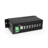 Coolgear Surge Protected Metal 7-Port USB 2.0 Hub w/DIN Rail Mounting Kit Japan NEC Chip