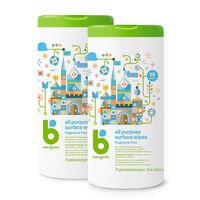 Babyganics All Purpose Surface Wipes, Fragrance Free, 150 Count (contains Two 75-count canisters)