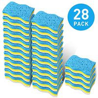 28 Pack Cleaning Sponges 3 Layers Dish Sink Wash Sponges Multi-Uses for Kitchen Bathroom Walls Car Cleaning