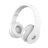 JB Wireless Over Ear Headphones, Wireless Technology, Foldable Soft Memory Earmuffs With Built in Mic, Automatic Connection To Cell Phone, TV PC, White