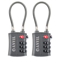 TSA Approved 3 Digit Luggage Cable Locks, Small Combination Padlock Ideal for Travel - Added Security for Suitcases and Backpacks- 2 Pack (GRAY 2 PACK)