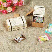 Vlovelife 50pcs Wedding Favors Boxes + 50pcs Cards + 50pcs Ropes Paper Gifts Box Candy Boxes Mini Suitcase for Wedding Party Decoration Supplies Sweet Chocolate Boxes