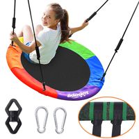 Sensory Flying Tree Swing for Kids and Adult, Come with Hanging Kit Tree Straps Spinner and Protective Swing Cover, Weight Capacity 660lbs (6-Color Fabric Swing)