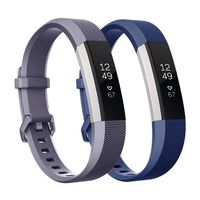 Fundro Replacement Bands Compatible with Fitbit Alta Bands and Alta HR Band, Newest Sport Strap Wristband with Secure Buckle for Women Men Boys Girls, 2- Pack (Large, A Navy Blue+Gray)