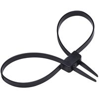 Heavy Duty Strong 250-lb Police Zip Tie Handcuff Nylon Double Locking Cuffs Disposable Black Plastic Cable Tie, 27.5" Long, One Pack
