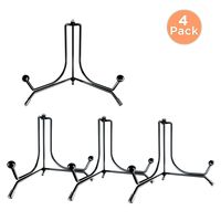 IPOW 4 Pack 4 Inch Upgraded Anti-Slip Iron Plate Display Stand, Black Easel Display Stand Photo Holder Stand, Displays Picture Frames, Decorative Plates, and Artworks