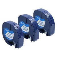 3 Pack Compatible Dymo Letratag Refills Black on White Plastic Label Tape 91331 for LetraTag Label Maker, 1/2 Inch x 13 Feet, 12mm x 4m