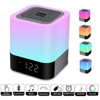 WamGra Night light Bluetooth Speaker,Alarm Clock Bluetooth Speaker Touch Control 48 Led Changing Color Bedside lamp,MP3 Player, Portable Wireless Speaker with Lights Gift for Women Men Kids Teens Girl
