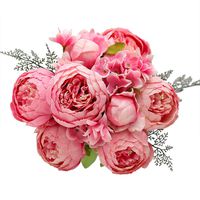 Luyue Vintage Artificial Peony Silk Flowers Bouquet Home Wedding Decoration (Spring Rose Pink)